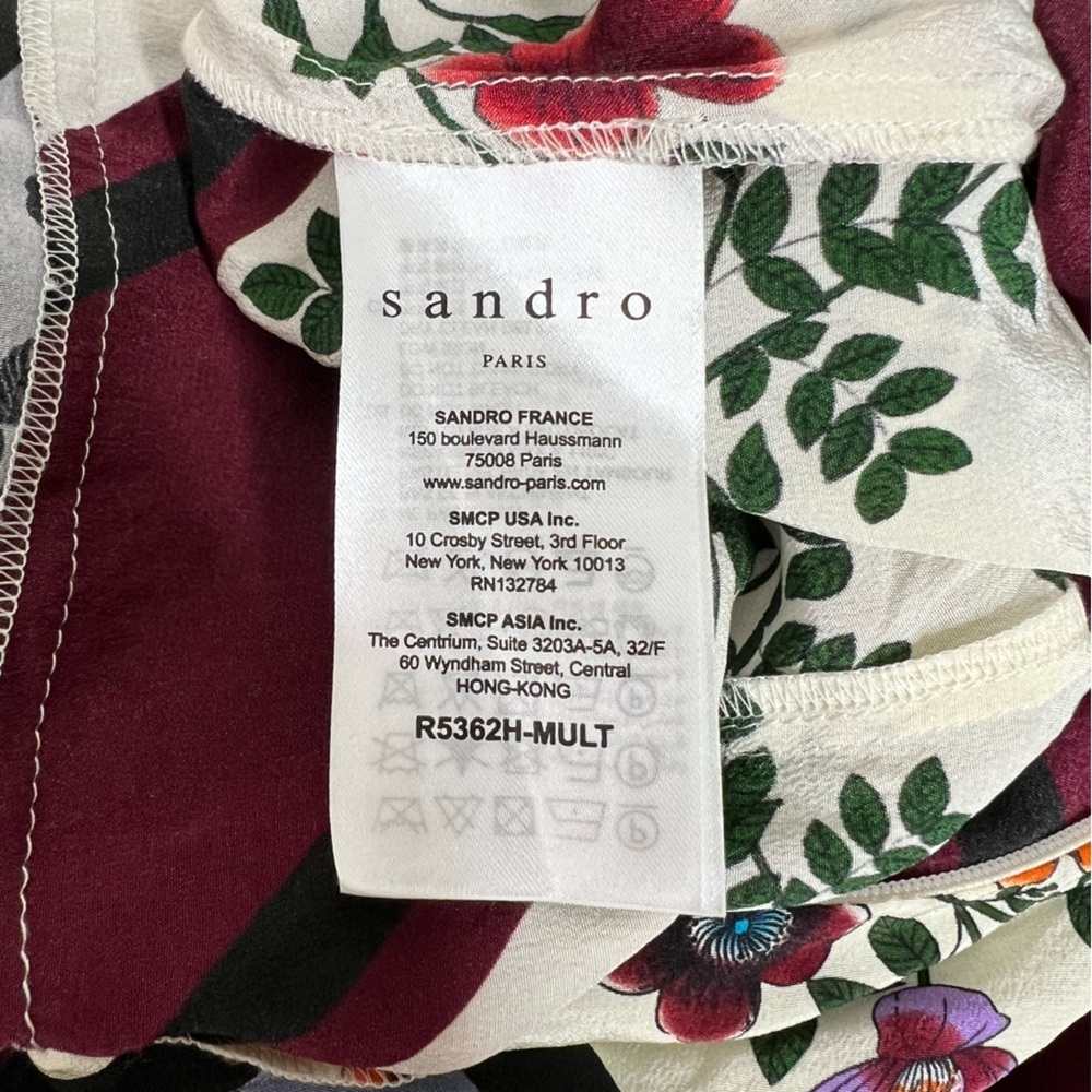 Sandro Steffie Floral Square Print Silk Midi Dress, size M - Picture 5 of 7